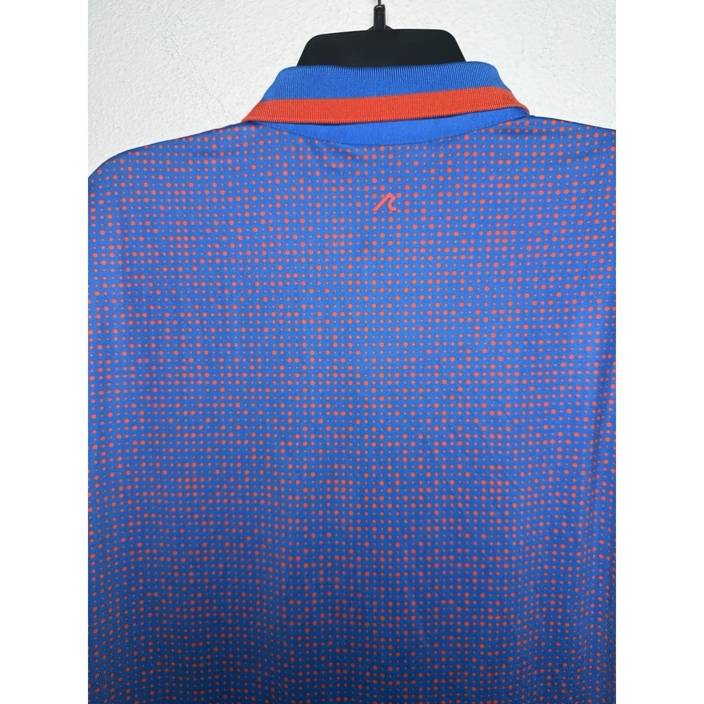 Redvanly Golf Polo Shirt Men's Med Blue Red Dots Geometric Performance Stretch‎ - Picture 6 of 10